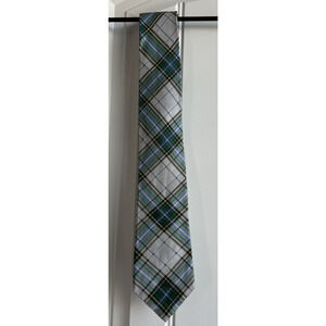 Banana Republic Gray/Green Plaid Designer Tie Silk Slim Necktie